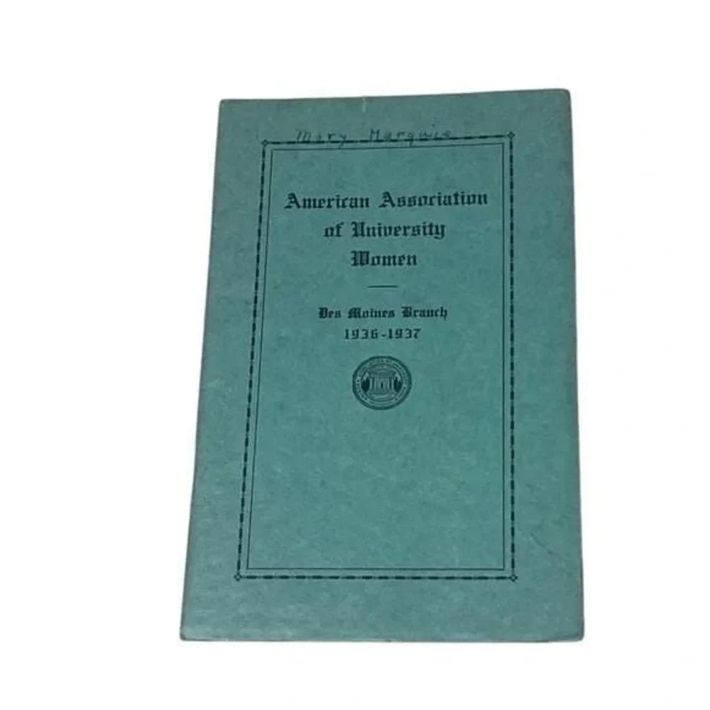 American Assoc of University Women Des Moines IA Branch Vtg Booklet 1936-37 CBX